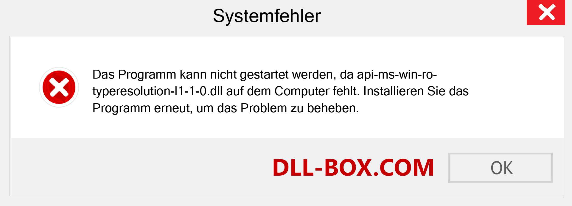 api-ms-win-ro-typeresolution-l1-1-0.dll-Datei fehlt?. Download für Windows 7, 8, 10 - Fix api-ms-win-ro-typeresolution-l1-1-0 dll Missing Error unter Windows, Fotos, Bildern